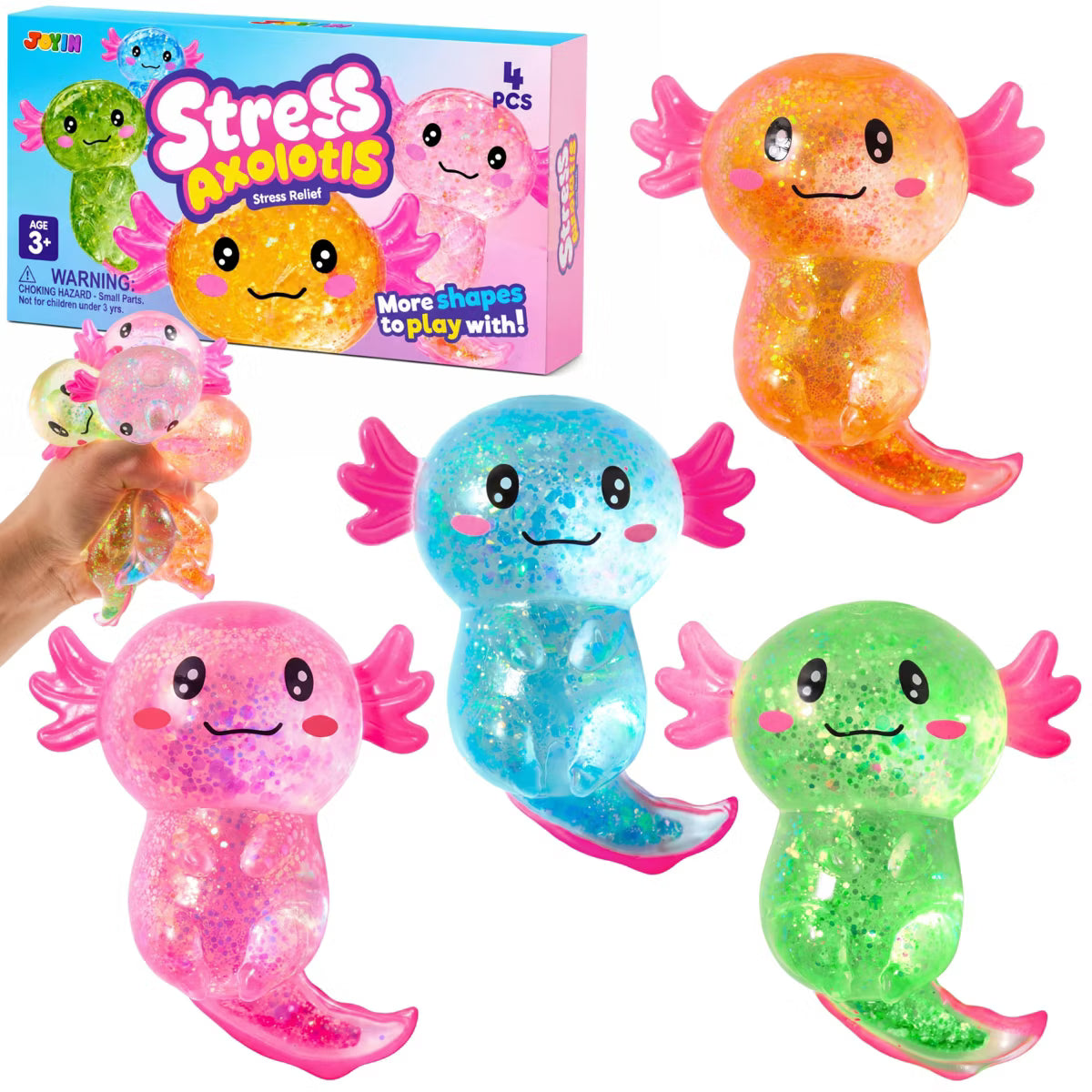 Joyfy Axolotls Stress Relief Toys, 4pcs