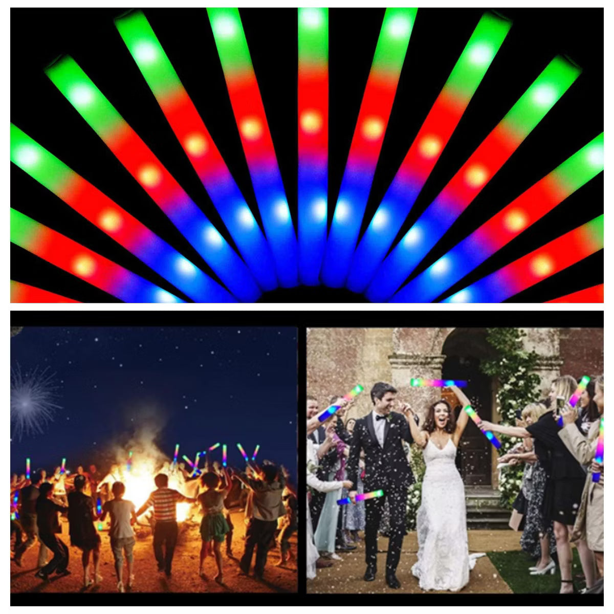 Joyfy 24pcs Foam Glow Sticks,Party Favors Supplies,3 Flashing Modes Glow Party Supplies, Light Up Foam Sticks for Wendding Raves Camping Outdoor