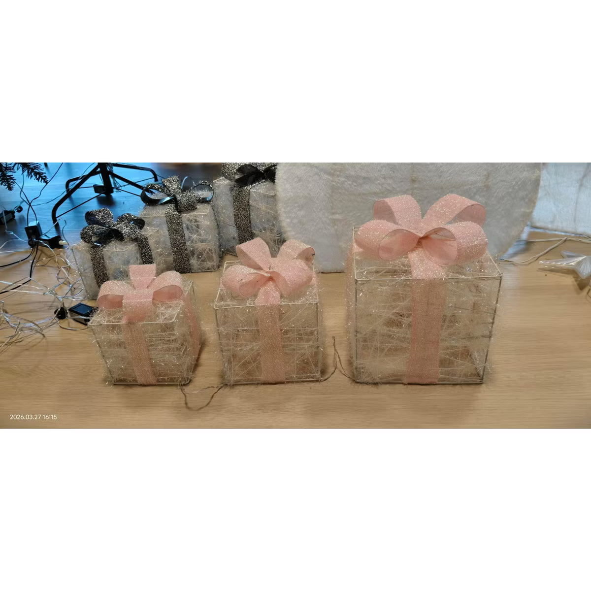 LED Gift Box Decoration Pink, 3 Pcs