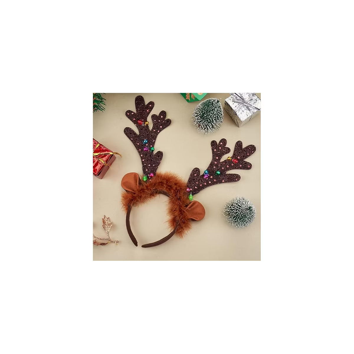Joyfy 2-Pack Light Up Reindeer Headbands with LED Antlers for Christmas Parties, Holiday Celebrations, and Photo Booths – Festive Accessories for
