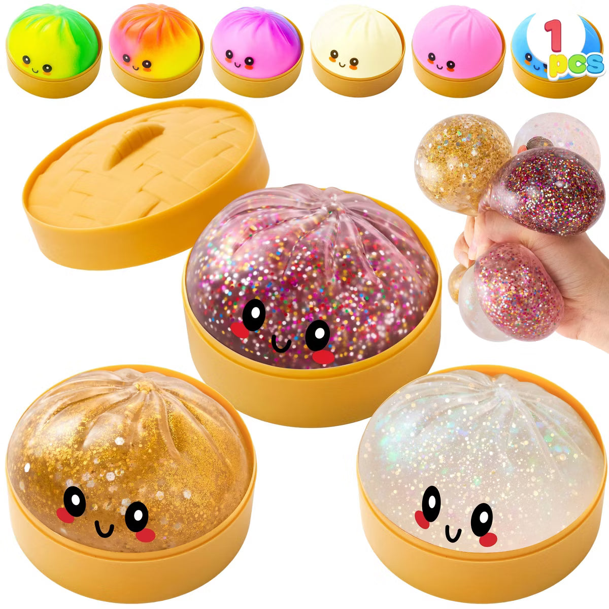 Joyfy 1pcs Dumpling Mystery Box Quick rebound,Random Styles Surprise, Colorful Soft Squeeze Stress Balls Fidget Sensory Toy, Gift for Kids Adults toy
