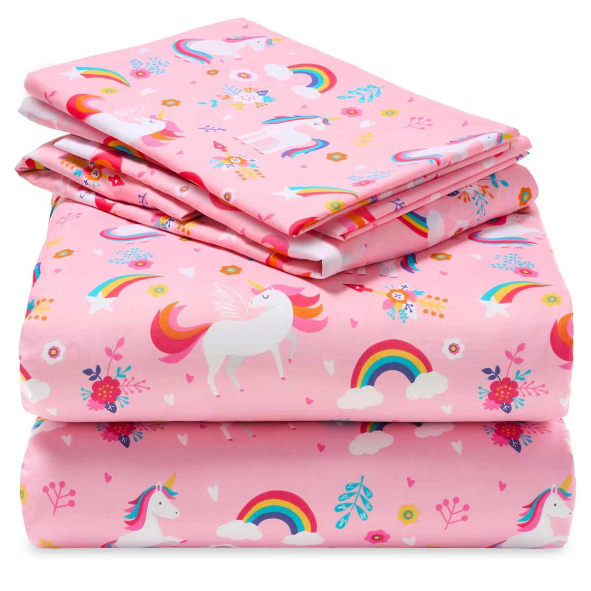 Joyfy Kids Full Sheet Set Unicorn - 4 Piece Soft Microfiber Bed Sheets - Cozy Toddler Bedding Set for Boys Girls Teens (Pink Unicorn)
