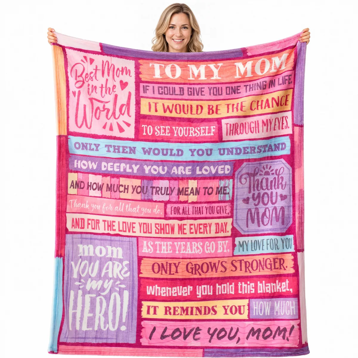 Joyfy 50"x60" Throw Blanket for Mom Birthday Gift from Daughter Son Soft Flannel Blanket Presents for Mother's Day Thanksgiving Christmas Valentines