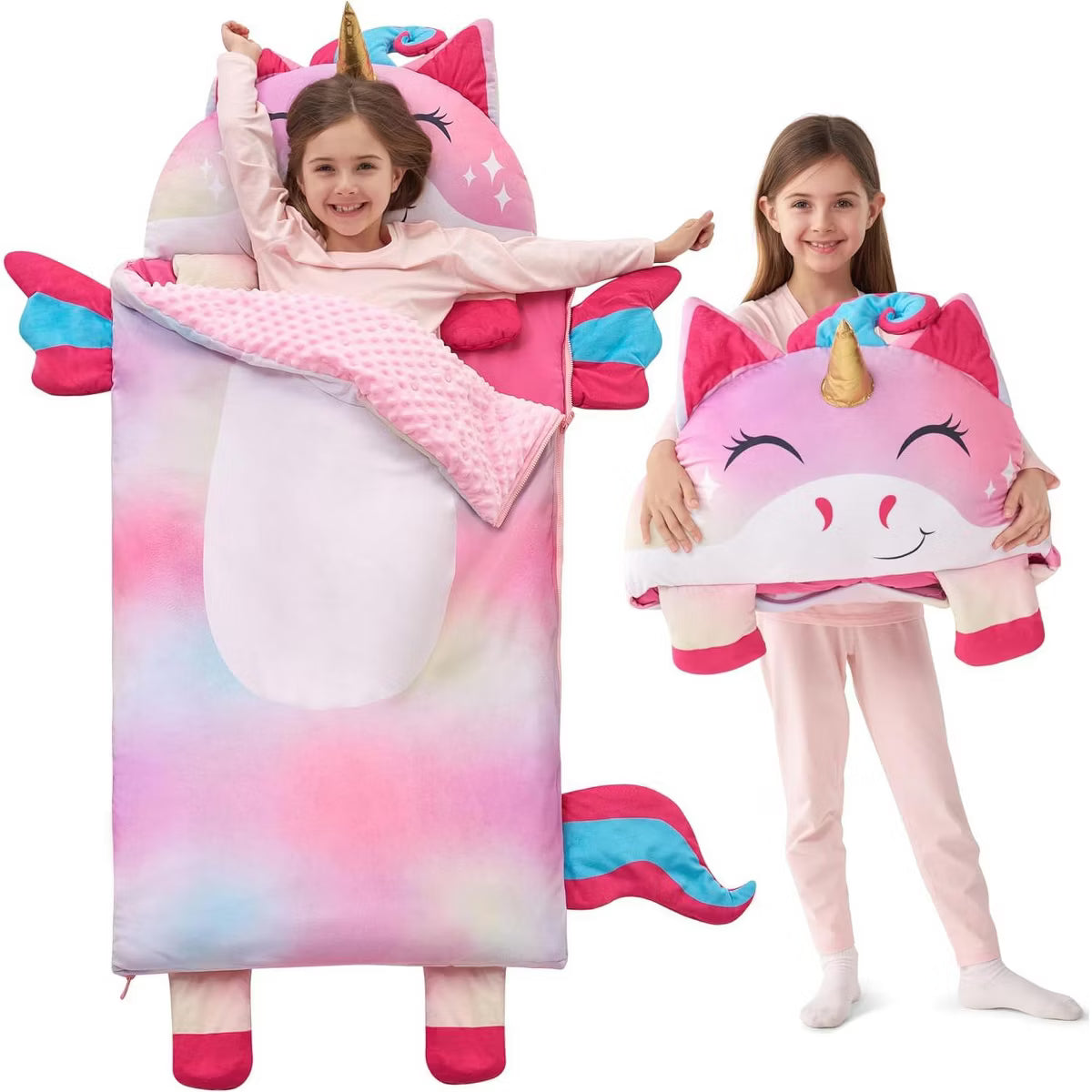 Joyfy Kids Sleeping Bag with Pillow & Blanket for Toddlers Age 3-5 Plush Soft Nap Mat for Preschool Boy Girl Kindergarten Daycare Sleepovers