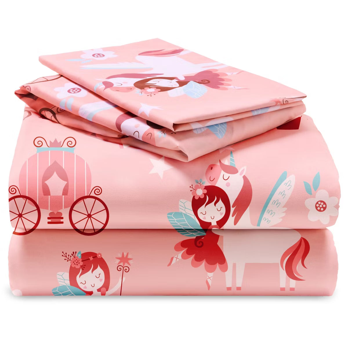 3 Piece Kids Twin Sheet Set Princess Unicorn Soft Microfiber Bed Sheets Deep Pocket Wrinkle Free Cozy Toddler Bedding Set, Fade Resistant Breathable