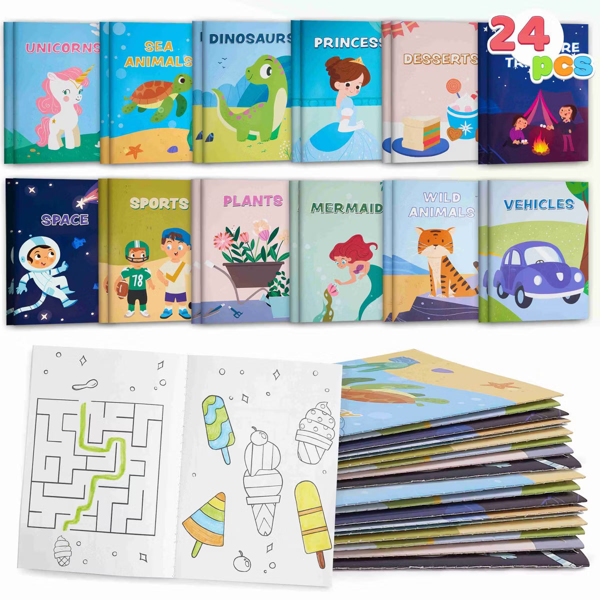 Joyfy 24Pcs Mix Coloring Books for Party Favors, Birthday Party Gifts, Classroom Students Prizes Activity Goodie Bags Stuffers for Kids Ages 2-4 4-8