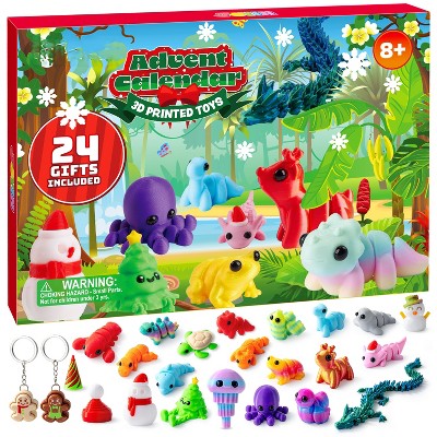 Joyfy 2026 Christmas Advent Calendar with 24 3D Printed Animal & Xmas Theme Toys, Christmas Countdown Calendar for Kids, Xmas Party Favors, Classroom