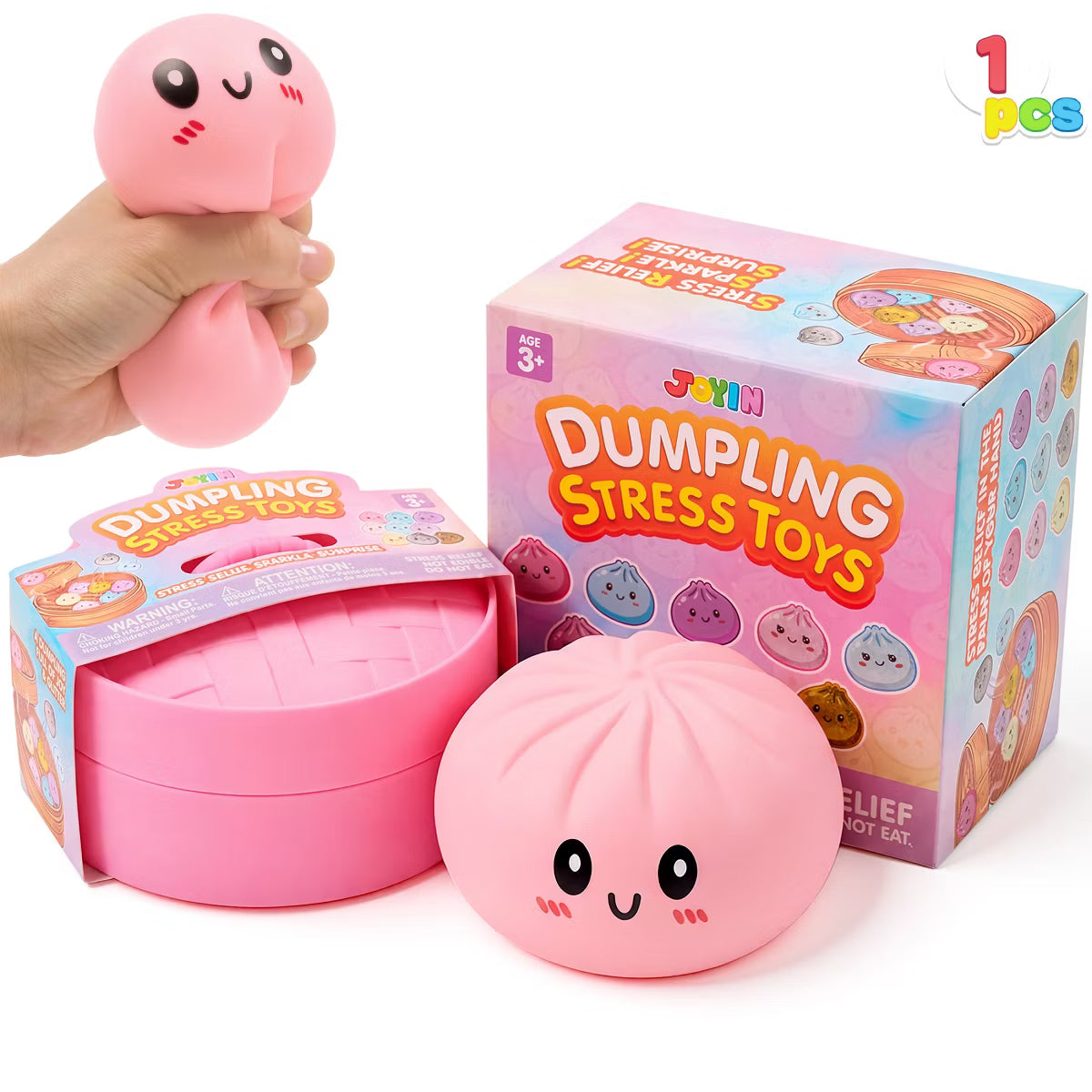 Joyfy Pink Stress Relief Toy, Basic Squeeze Stress Balls, Quick-Rising Squishy Fidget Sensory Toy, for Adults and Kids, Birthday Gifts, Party Favors