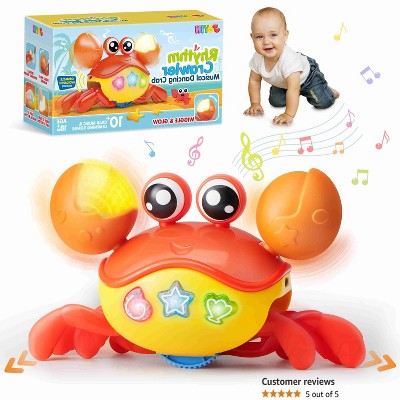 Joyfy Crawling Crab Baby Toy -Tummy Time Toy for Boys Girls, Interactive Big Crab Toy with Lights Buttons, Dancing Crab Obstacles, Gift for Toddlers