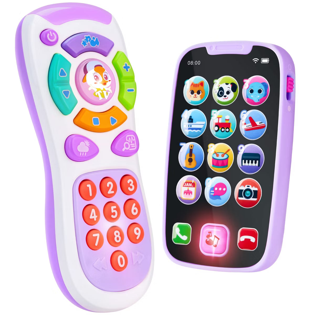 Joyfy Toy Phone Baby Remote Control Toy Set, Fun Smartphone Toys with Music Light, Early Learning Baby Toys Gift for 6+ Months Kids Toddler Infant