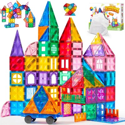 Joyfy 110Pcs Starshine Magnetic Tiles Set, STEM Toy Building Set for Kids Aged 3-8, 3D Magnet Blocks, Learning Educational Gift for Birthday Christmas