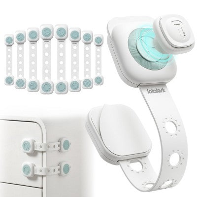 lalalark 8 Pack Magnetic Cabinet Locks Baby Proofing Adjustable Strap 3M Adhesive No Drill  Kids Safety Baby Locks for Door, Fridge, Drawers Furniture