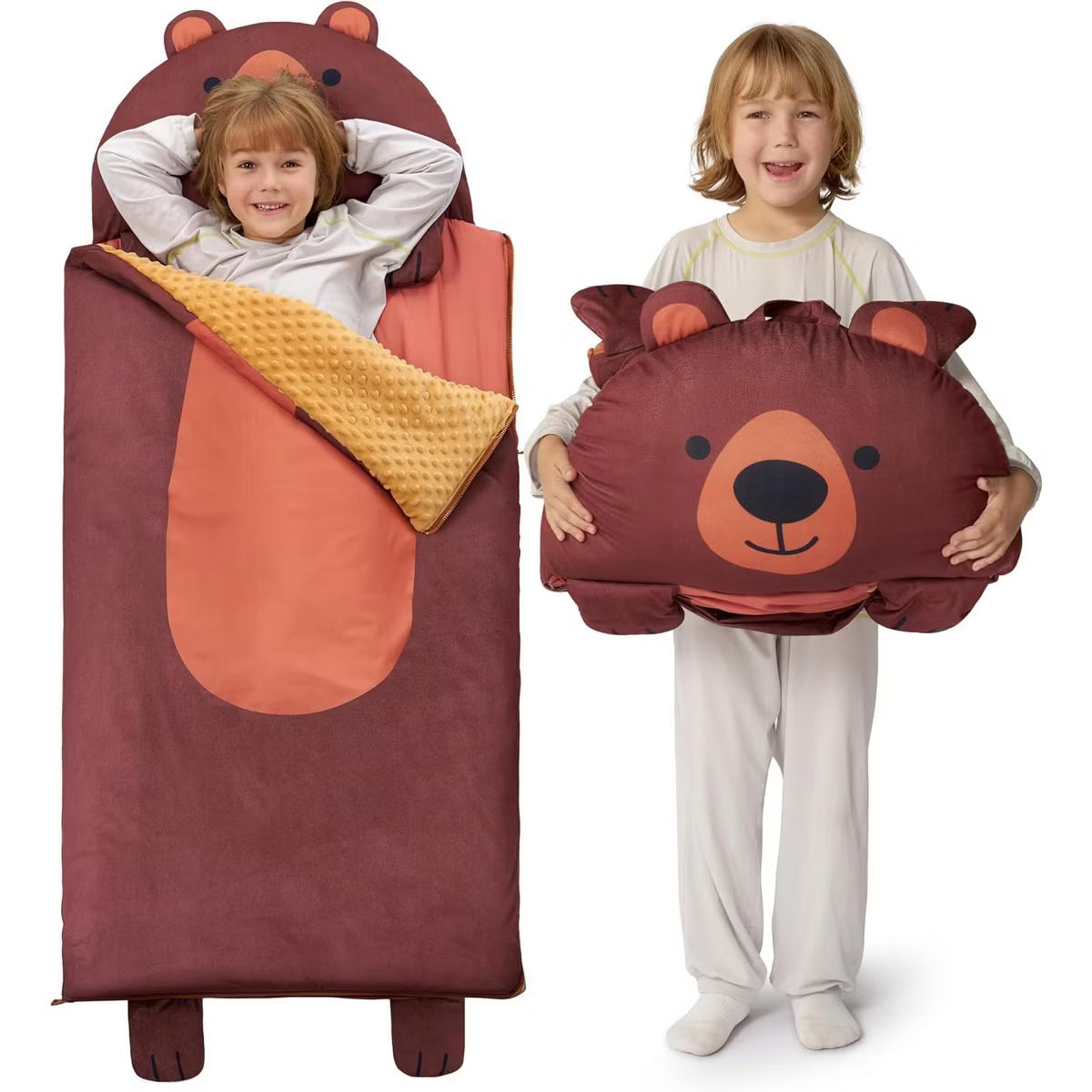 Joyfy Kids Sleeping Bag with Pillow & Blanket for Toddlers Age 3-5 Plush Soft Nap Mat for Preschool Boy Girl Kindergarten Daycare Sleepovers