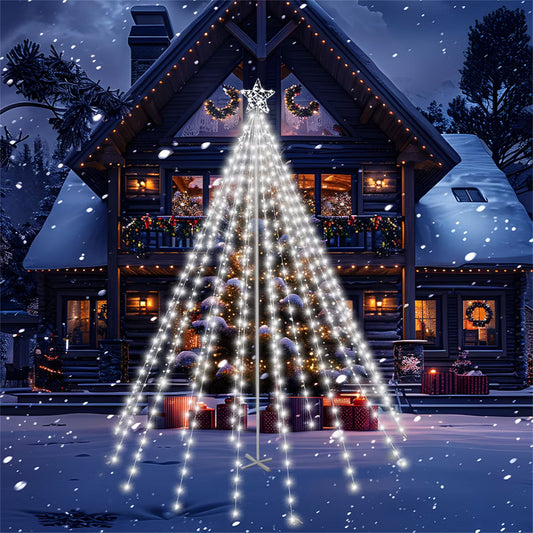 Joyfy 10 FT Cone Tree Yard Lights Outdoor Decorations, 560 LED Cool White Lights with Stakes for Xmas Indoor Outdoor Garden Yard Holiday Decoration