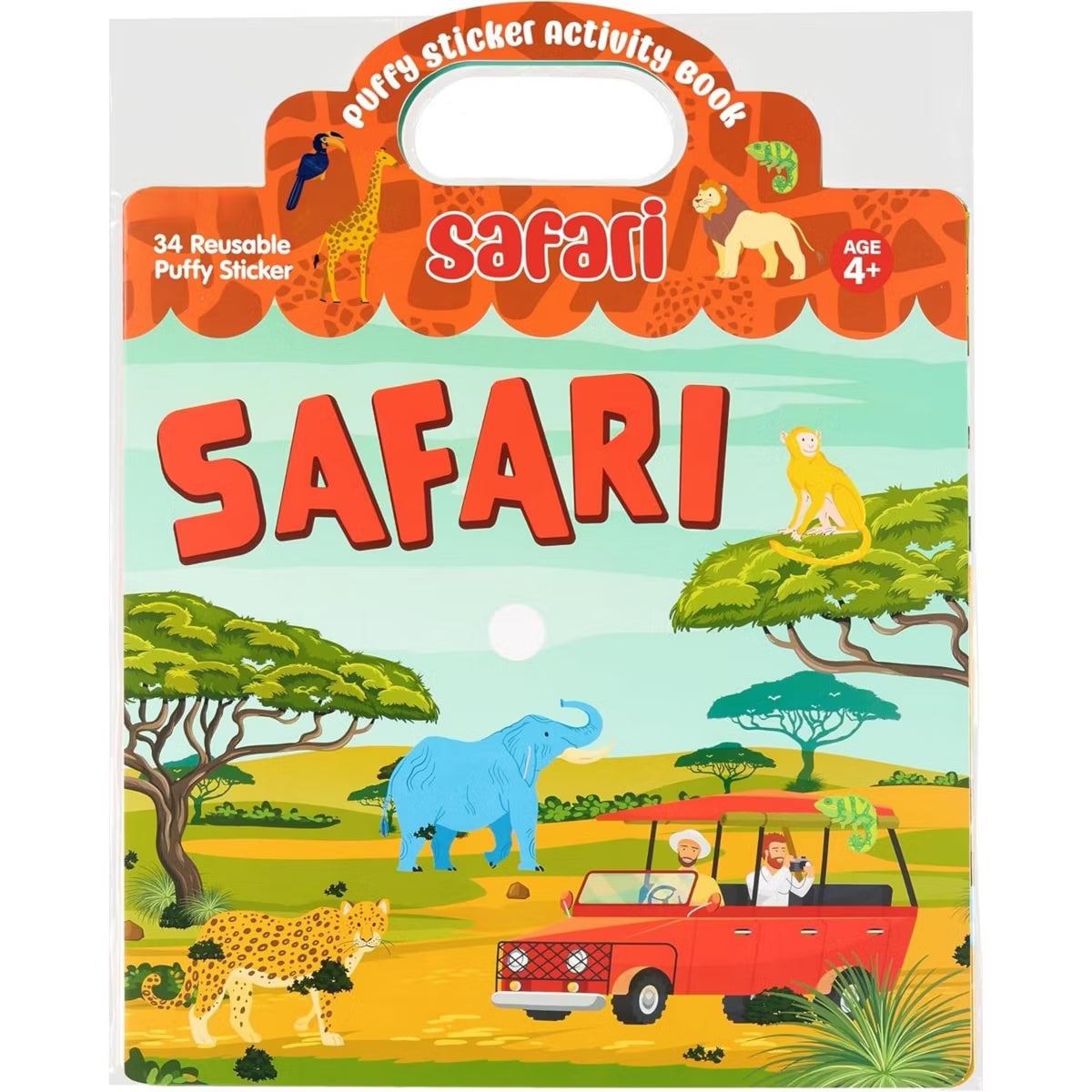 Joyfy Puffy Sticker Book for Kids 3-6, 3D Reusable Sticker Books for Toddlers 1-3 2-4, Crafts Gifts, Safari Animals