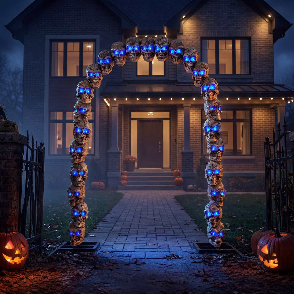 Joyfy 7.2 FT Halloween Outdoor Decorations, Scary Giant RGB Skeleton Archway with LED Lights for Halloween Yard Garden Lawn Haunted House Decor