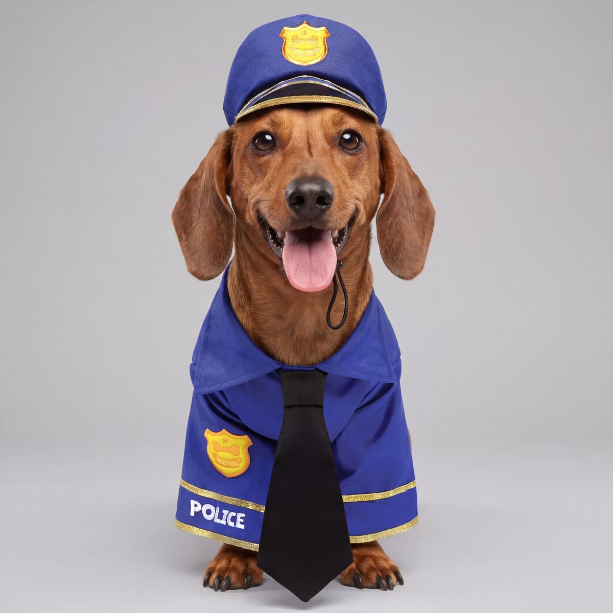 Joyfy Halloween Dog Police Costume Set – Shirt, Belt, Walkie Talkie, Halloween Cosplay Party - L