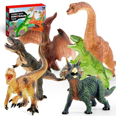 Joyfy Big Dinosaur Toys for Toddlers, Realistic Jurassic World Toys, 6Pcs Dinosaur Action Figures with an Educational Book, Gift for Kids Ages 1-5