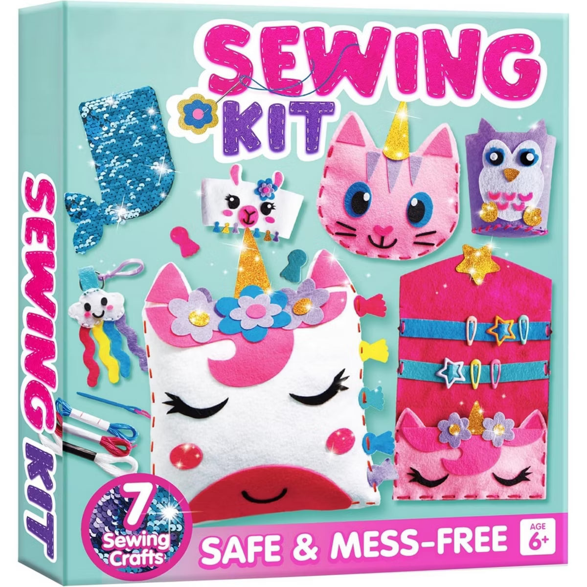 Joyfy 7 Projects Felt Sewing Craft for Kids, DIY Art Kit, Creative Arts and Crafts, Ideal Birthday Christmas Gift Choice for Girls Age 6+