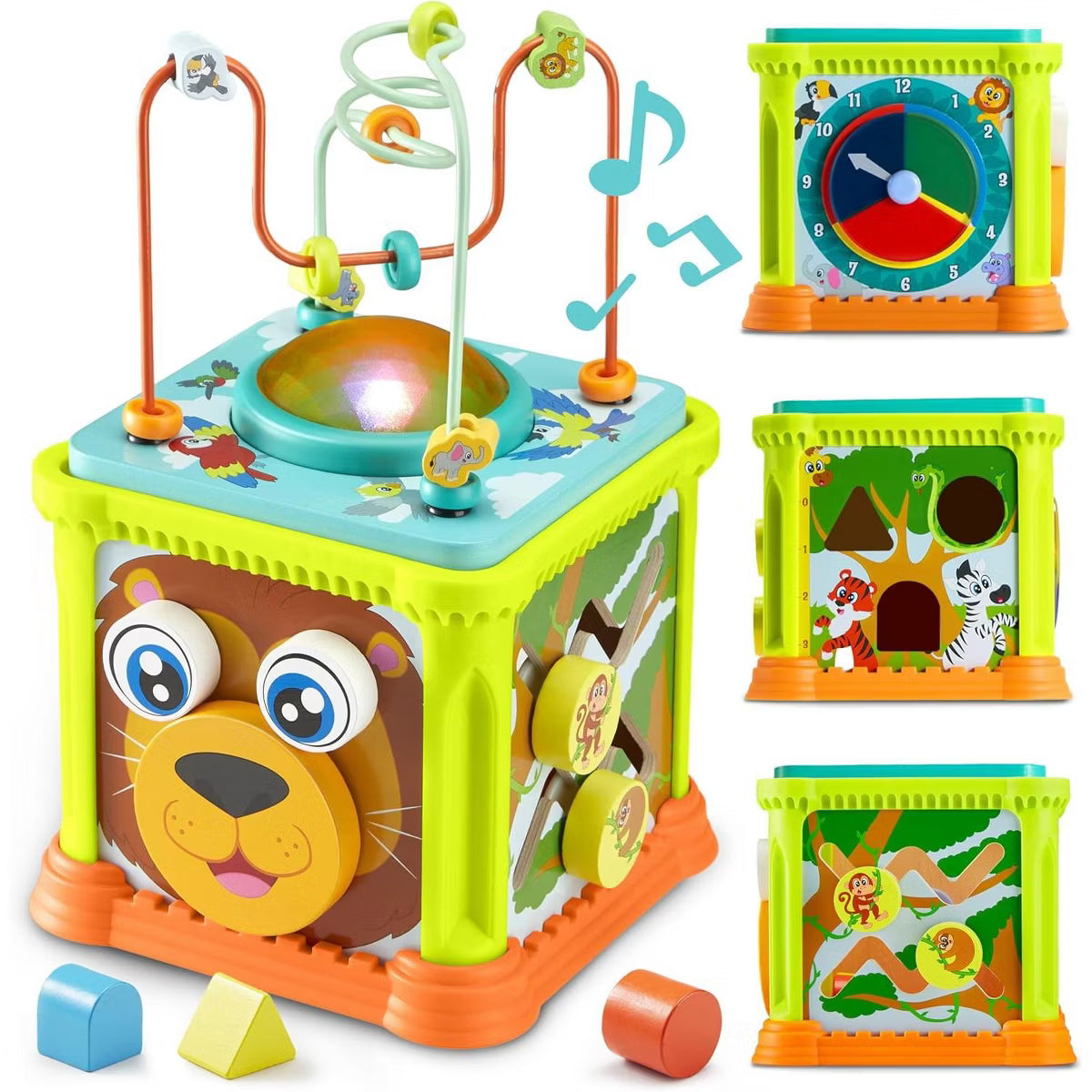 Joyfy Montessori Toys for Toddlers Jungle Wooden Activity Cube Baby Learning Toys Educational Toy Birthday Gift for 1 2 3 Year Old Boys Girls Kids