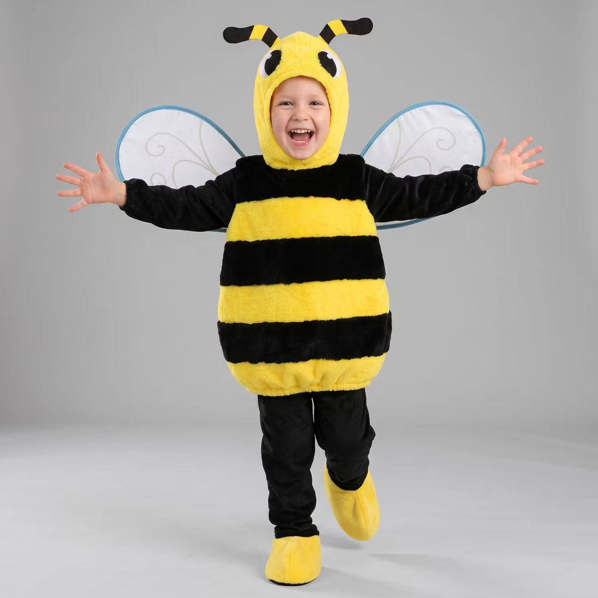 Joyfy Halloween Costume Honey Bee Suit for Kids, Insect Outfit with Wings, Pants & Hood – Toddler Bee Set for Dress Up Party - 3T