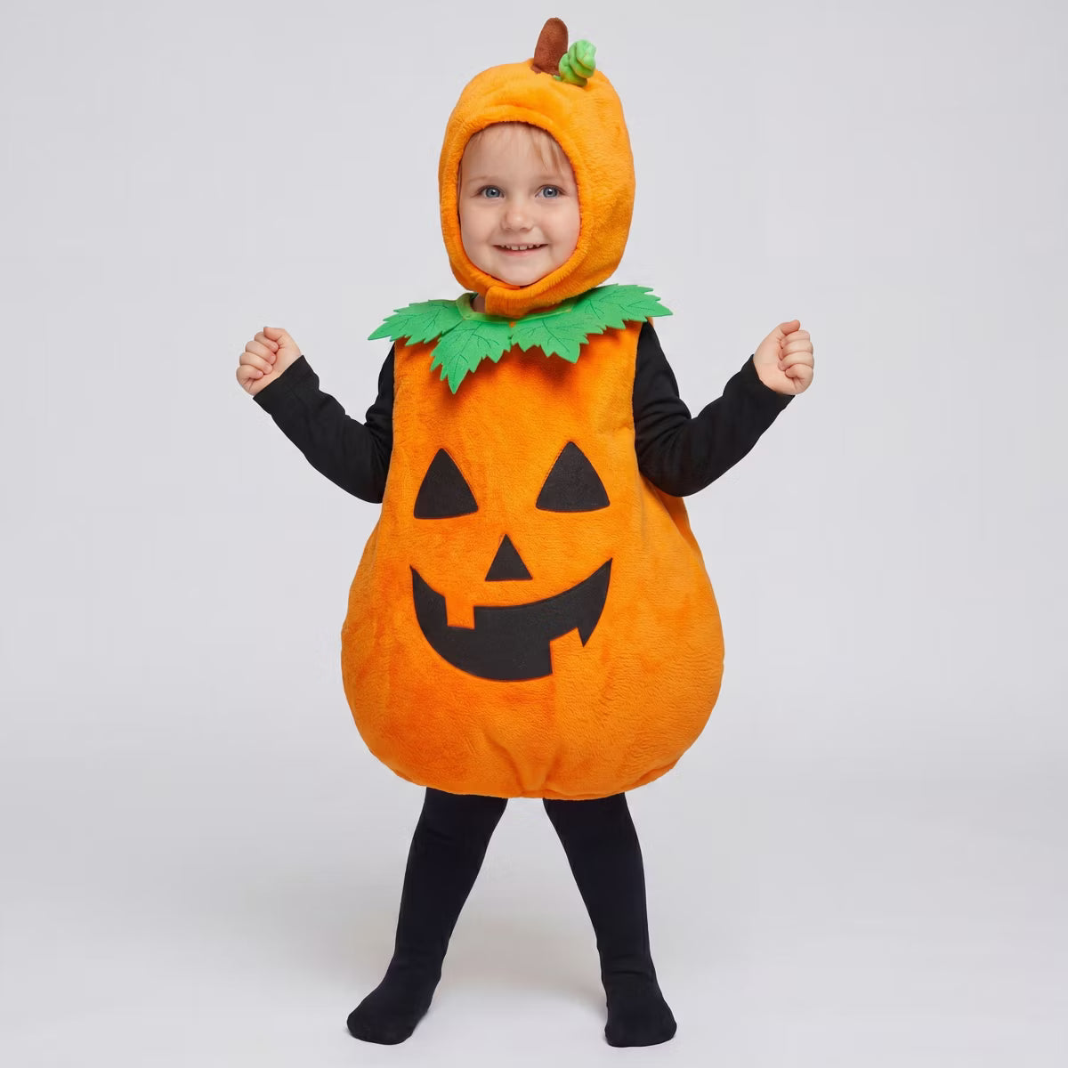 Joyfy Baby Boys Girls Halloween Pumpkin Bodysuit Costume Set, Pumpkin Costume with Hood for Infants Halloween Dressup Party, 3-4 Years
