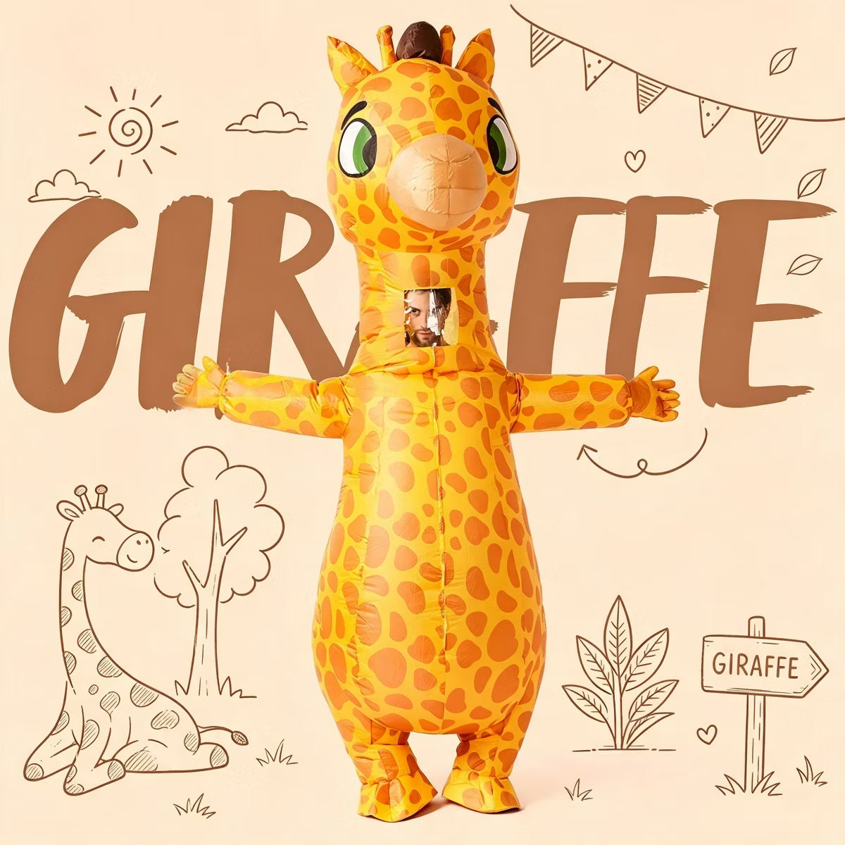 Joyfy Adult Halloween Inflatable Costume, Giraffe Full Body Inflatable Costume-One Size for Halloween Themed Dress up party