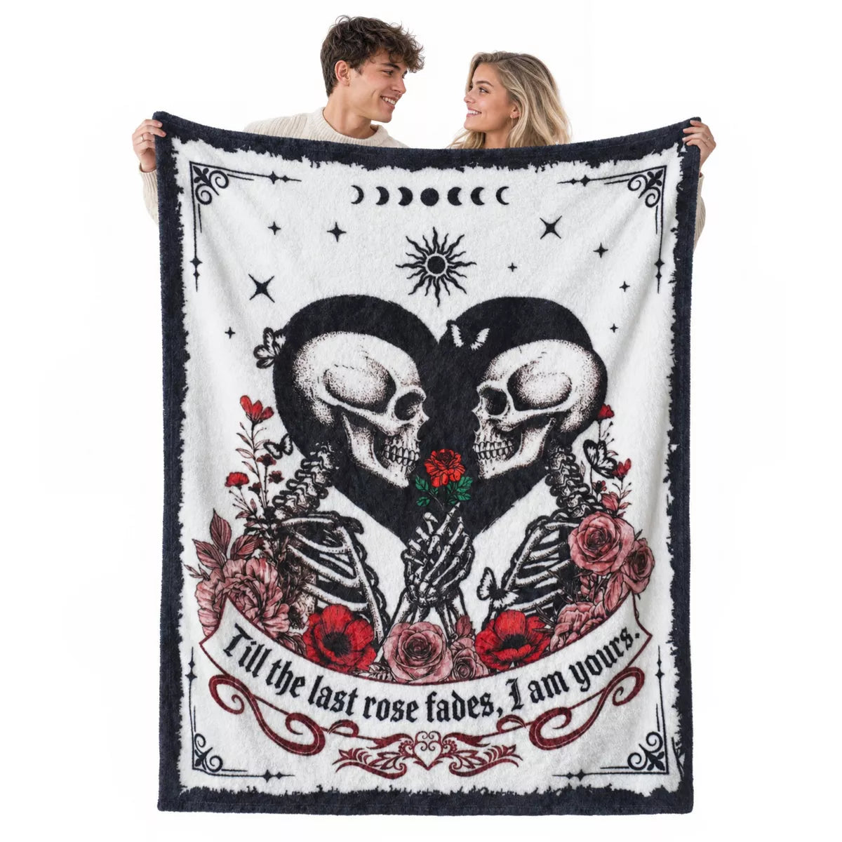 Joyfy 50"X60" I Love You Skeleton Flannel Throw Blanket Halloween Blanket Decor Aniversary Gifts Birthday Gifts for Wife Husband Boyfriend Girlfriend