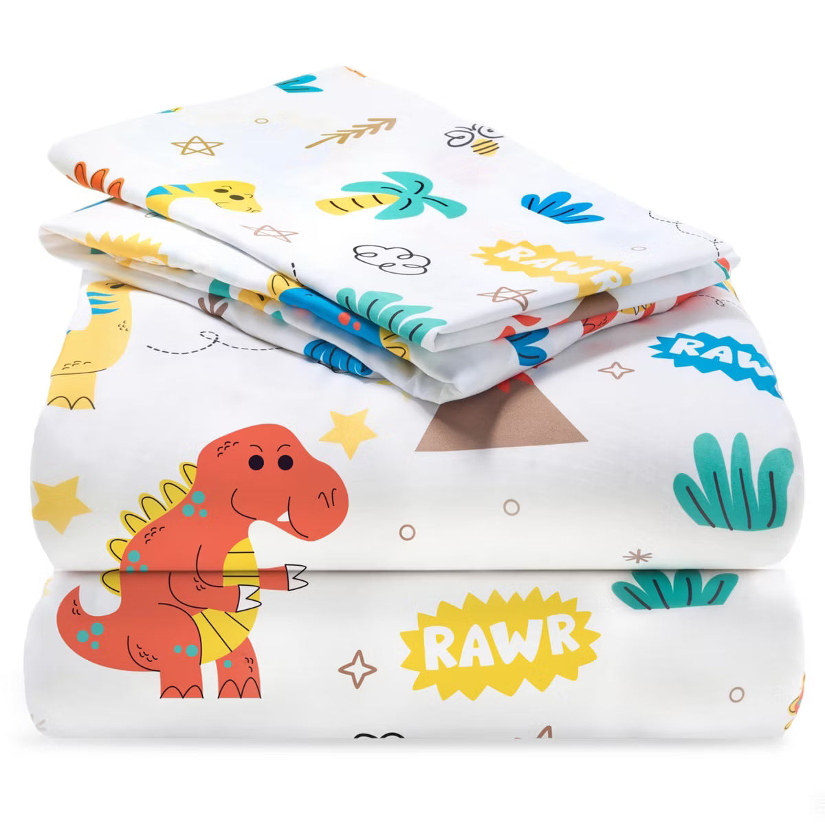 3 Piece Kids Twin Sheet Set Dinosaur Soft Microfiber Bed Sheets Deep Pocket Wrinkle Free Cozy Toddler Bedding Set Fade Resistant Breathable Girl Joyfy
