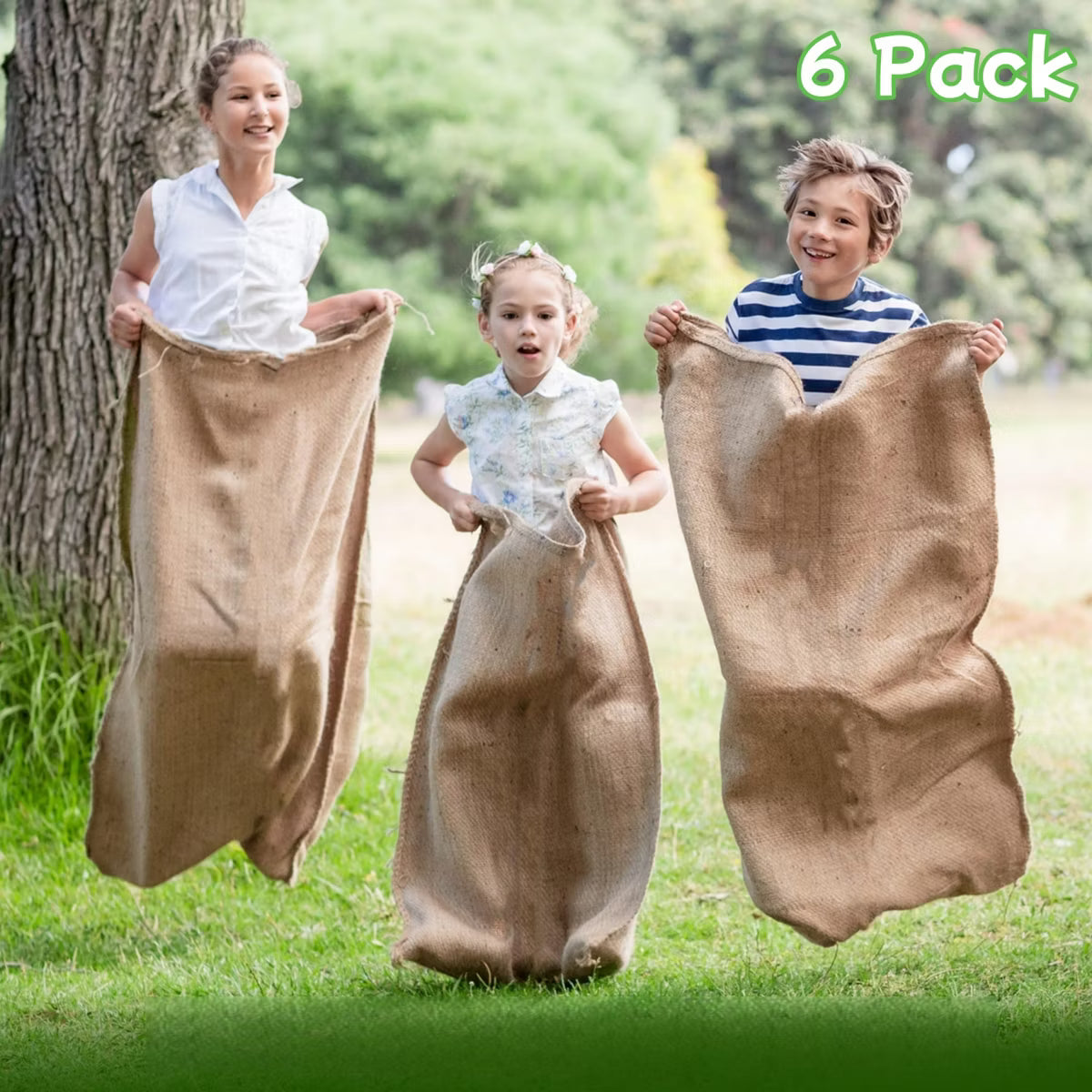 Joyfy 6 Pack 39" x 25" Potato Sack Race Bags Jumping Bags for Kids & Adults Outdoor Play Family Reunion Easter Carnival Games Hunt Game Activities