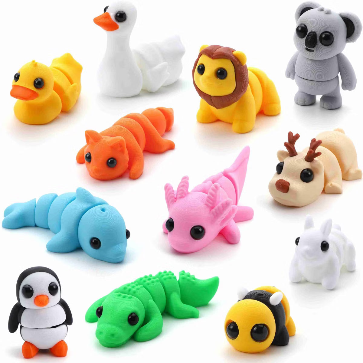 12 Pcs 3d Printed Animals Set Cute Articulated Flexible Figurines Fidget Toys For Easter Party Favors Birthday Gifts Desk Pet Office Home Decor Pinata