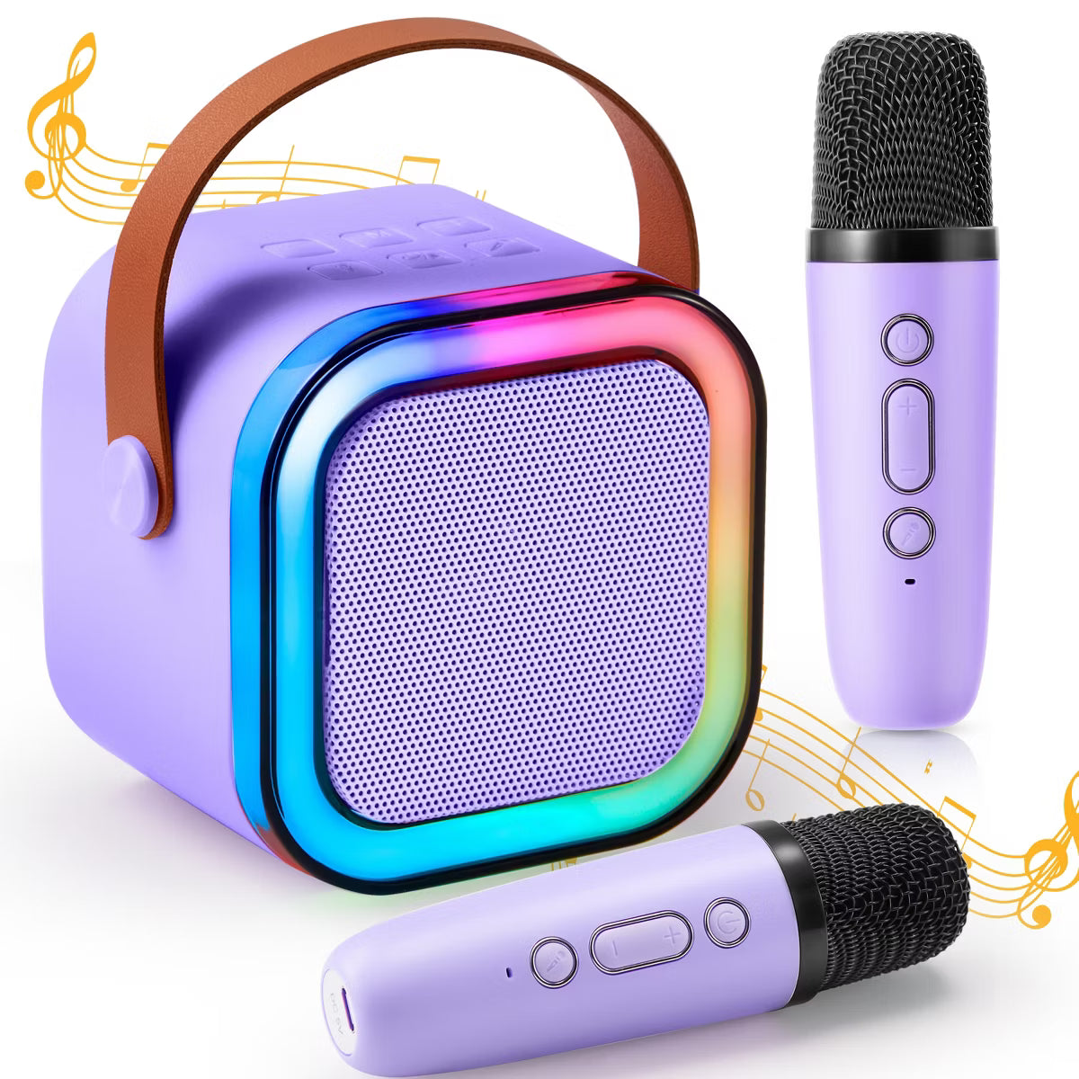 Joyfy Kids Karaoke Machine w/ 2 Wireless Mics for Kids and Adults, Bluetooth Speaker Toys, Birthday Christmas Girls Gift for Kids 3-12+, Purple