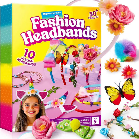 SYNCFUN Headband Making Kit for Girls - Make Your Own Fashion Headbands, Hair Accessories Set, DIY Arts & Crafts, Ideal Birthday Gift for Age 5-12