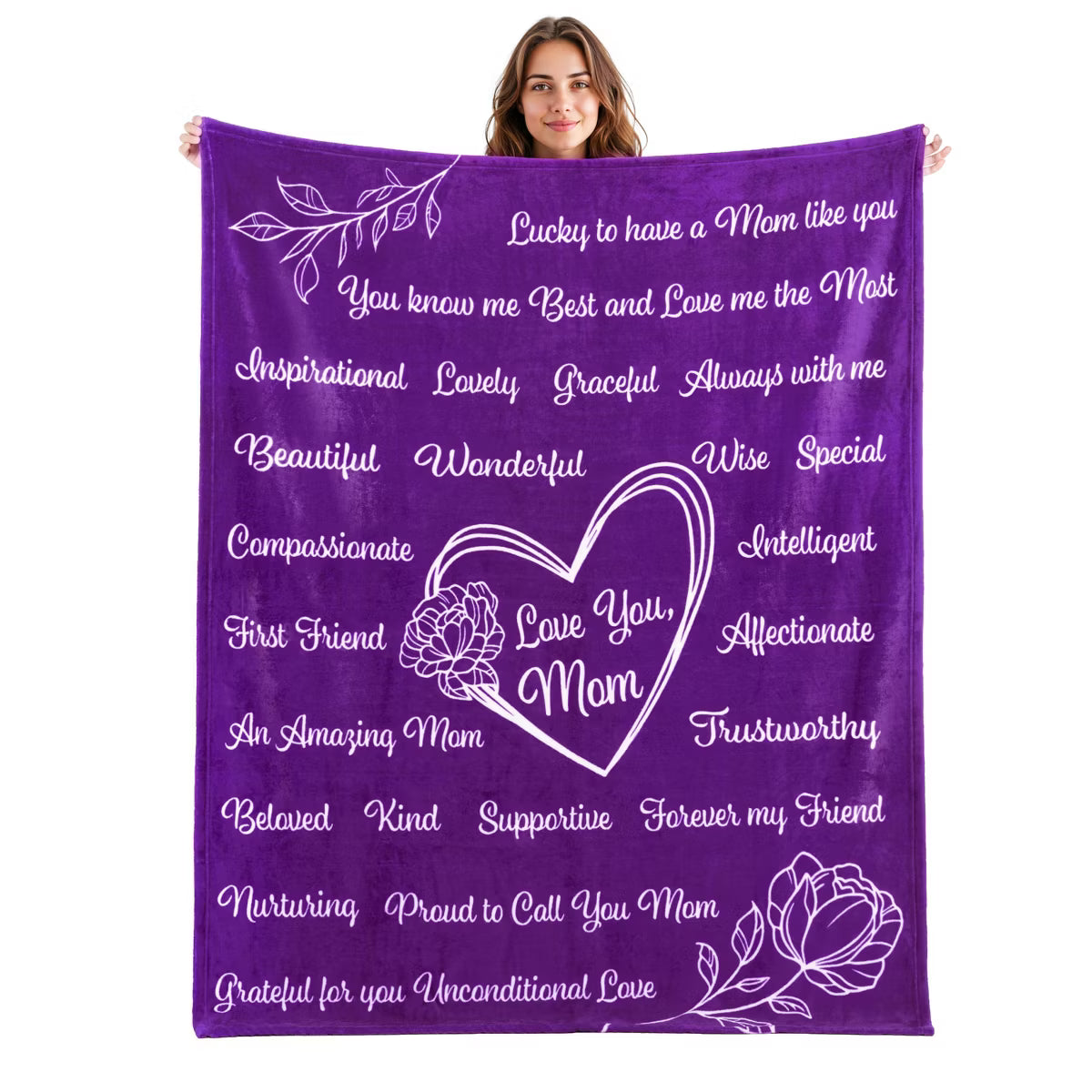 Joyfy Gifts for Mom Super Soft Flannel Mom Blanket for Women Wife Grandma Mothers Day Christmas Birthday Throw Blanket Gifts 50x60 Inches Purple
