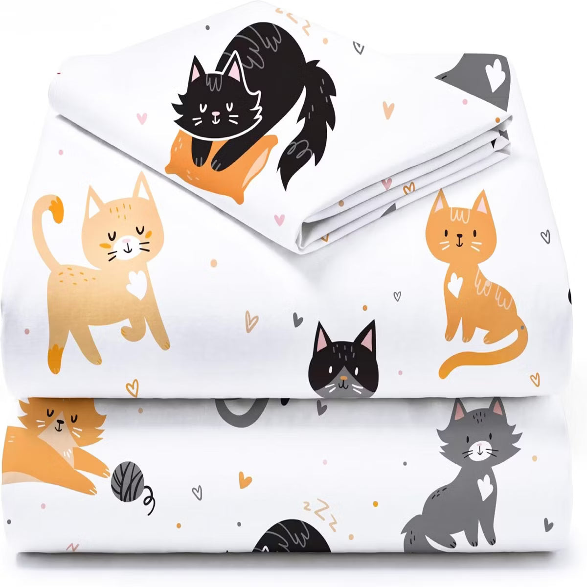 3 Piece Soft Microfiber Kids Twin Sheet Set Cat - Deep Pocket Wrinkle Free - Cozy Toddler Bedding Set - Fade Resistant Breathable for Boys Girls Teens