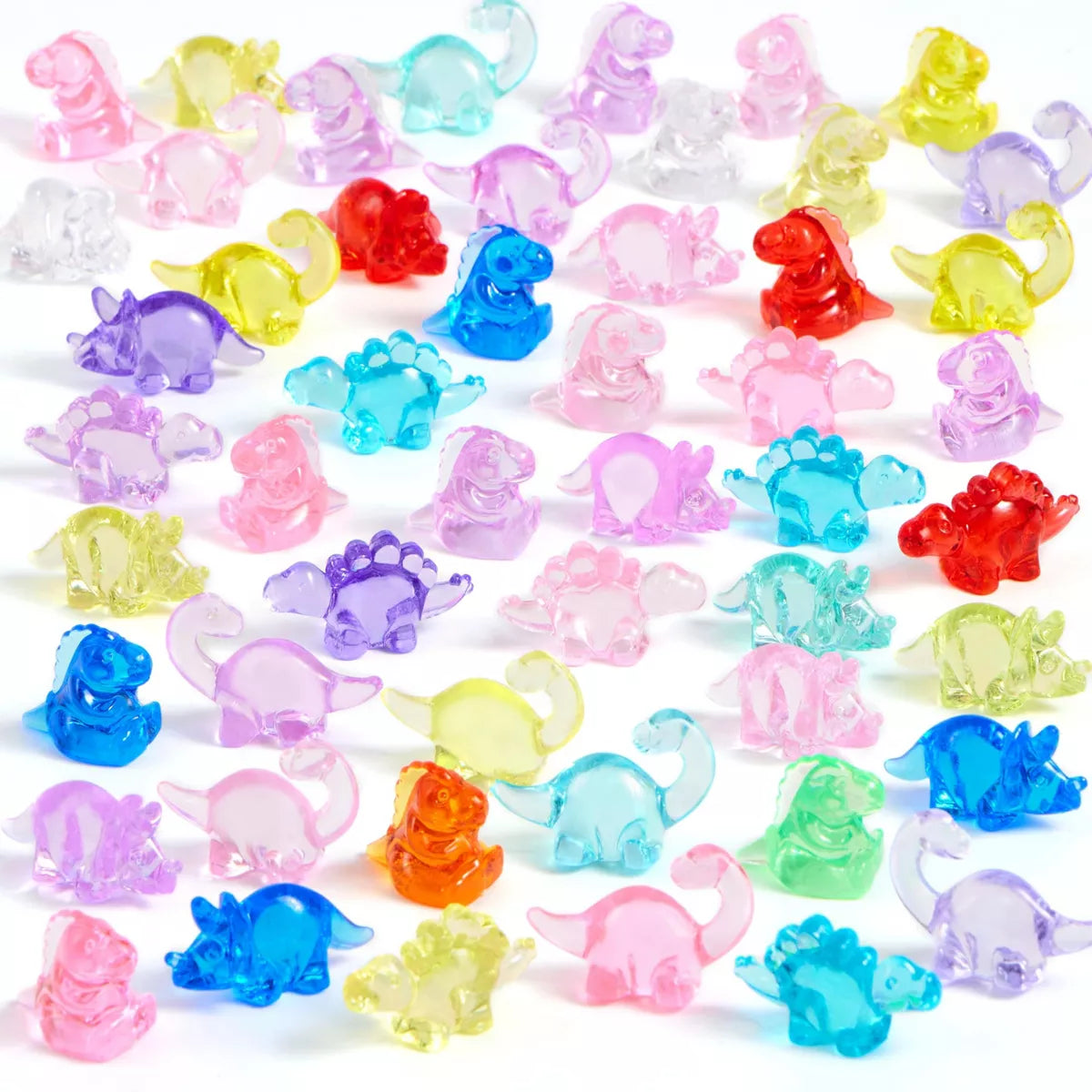 Joyfy 50-Piece Mini Dinosaur Figures Set, Tiny Resin Dinosaur Figurines for Crafts, Slime Charms, DIY Scenes, Party Favors & Vase Fillers