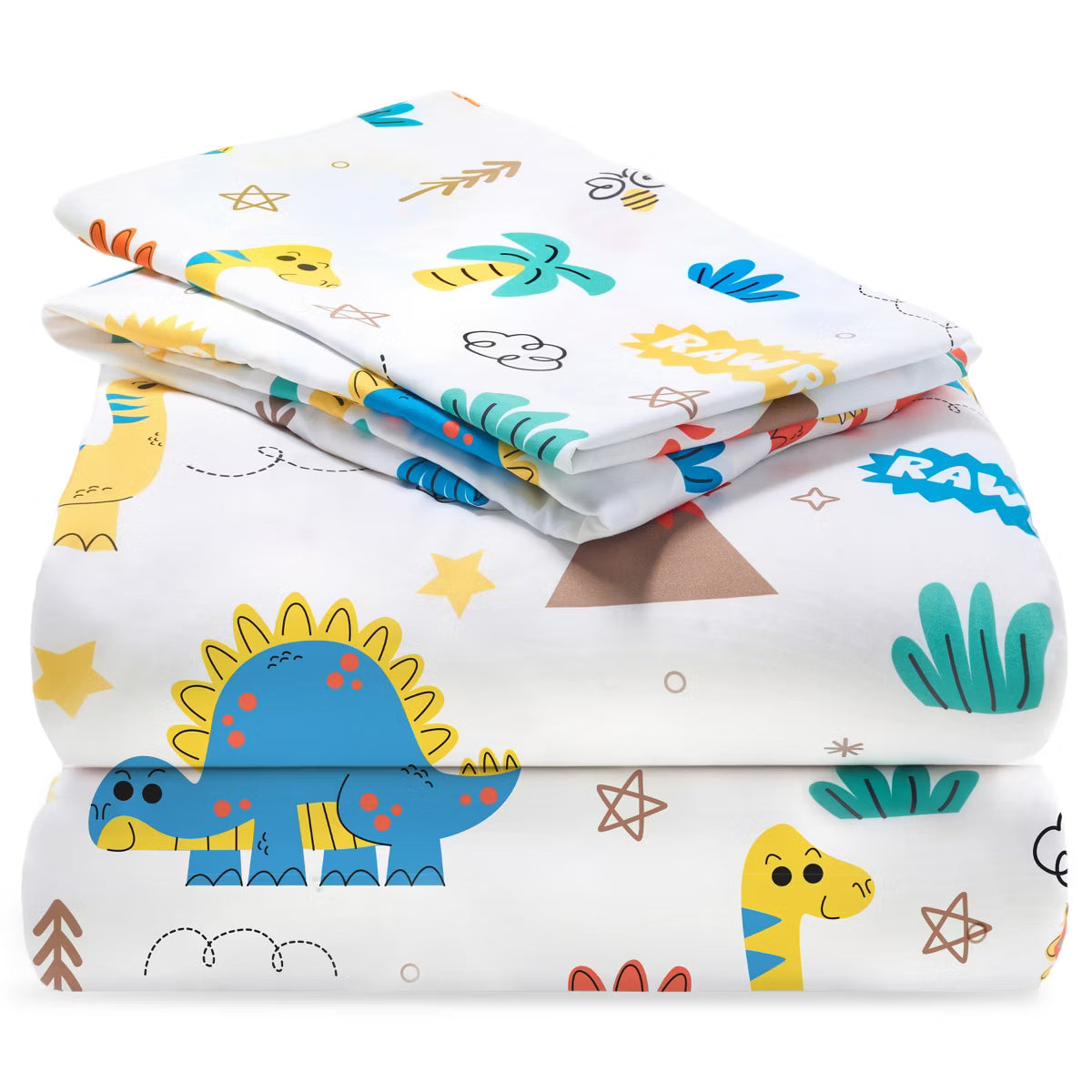 Joyfy Kids Sheet Set Full Dinosaur Soft Microfiber Bed Sheets Deep Pocket Wrinkle Free Cozy Toddler Bedding Set Fade Resistant Breathable