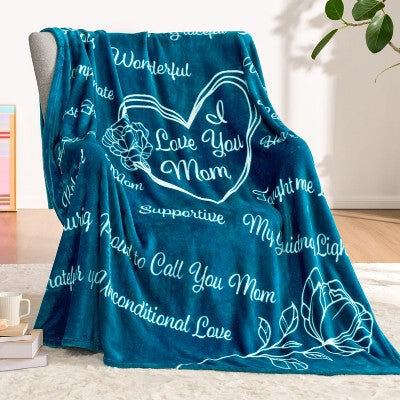 Gifts for Mom Super Soft Flannel Blue Mom Blanket for Women Wife Grandma Mothers Day Christmas Birthday Throw Blanket Gifts from Daughter Son