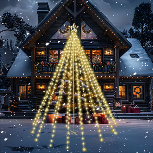 Joyfy 10 FT Cone Tree Yard Lights Outdoor Decorations, 560 LED Warm White Lights with Stakes for Xmas Indoor Outdoor Garden Yard Holiday Decoration
