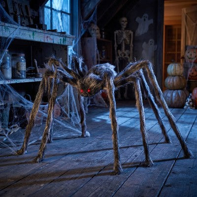 Joyfy 5Ft Halloween Giant Spider Outdoor Decorations, Spider Props for Yard Lawn Garden Halloween Decor and Haunted Houses Prop Brown