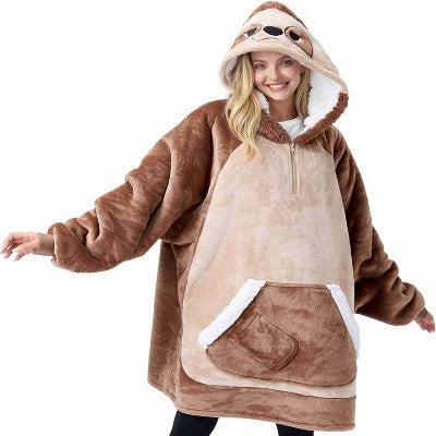 Joyfy Adults  Wearable Blanket Hoodie for Women Men Giant Pocket Sleeves FlaWarm Oversized hoodie Fleece Winter Sweatshirt Blanket Birthday