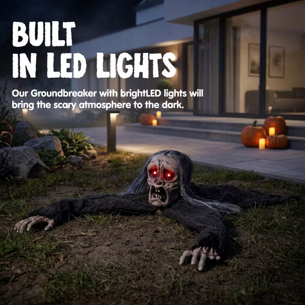 Joyfy Halloween Zombie Groundbreaker Outdoor Decorations, Scary Zombies Lawn Yard Garden Patio Outdoor Decoration with Glowing Eyes and Sound