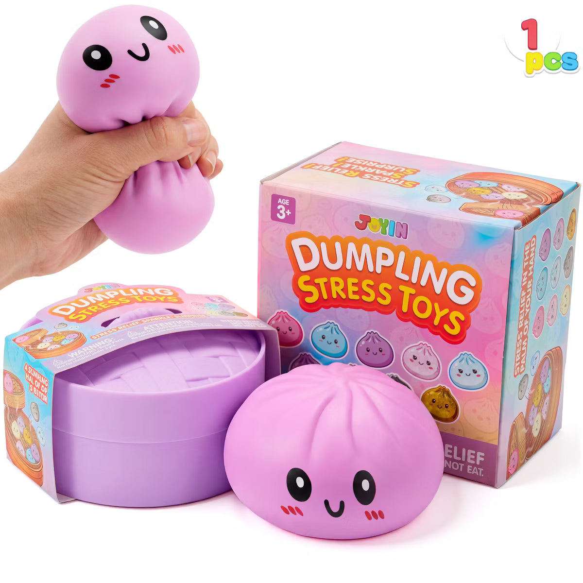 Joyfy Purple Stress Relief Toy, Basic Squeeze Stress Balls, Quick-Rising Squishy Fidget Sensory Toy for Adults and Kids, Birthday Gifts, Party Favors