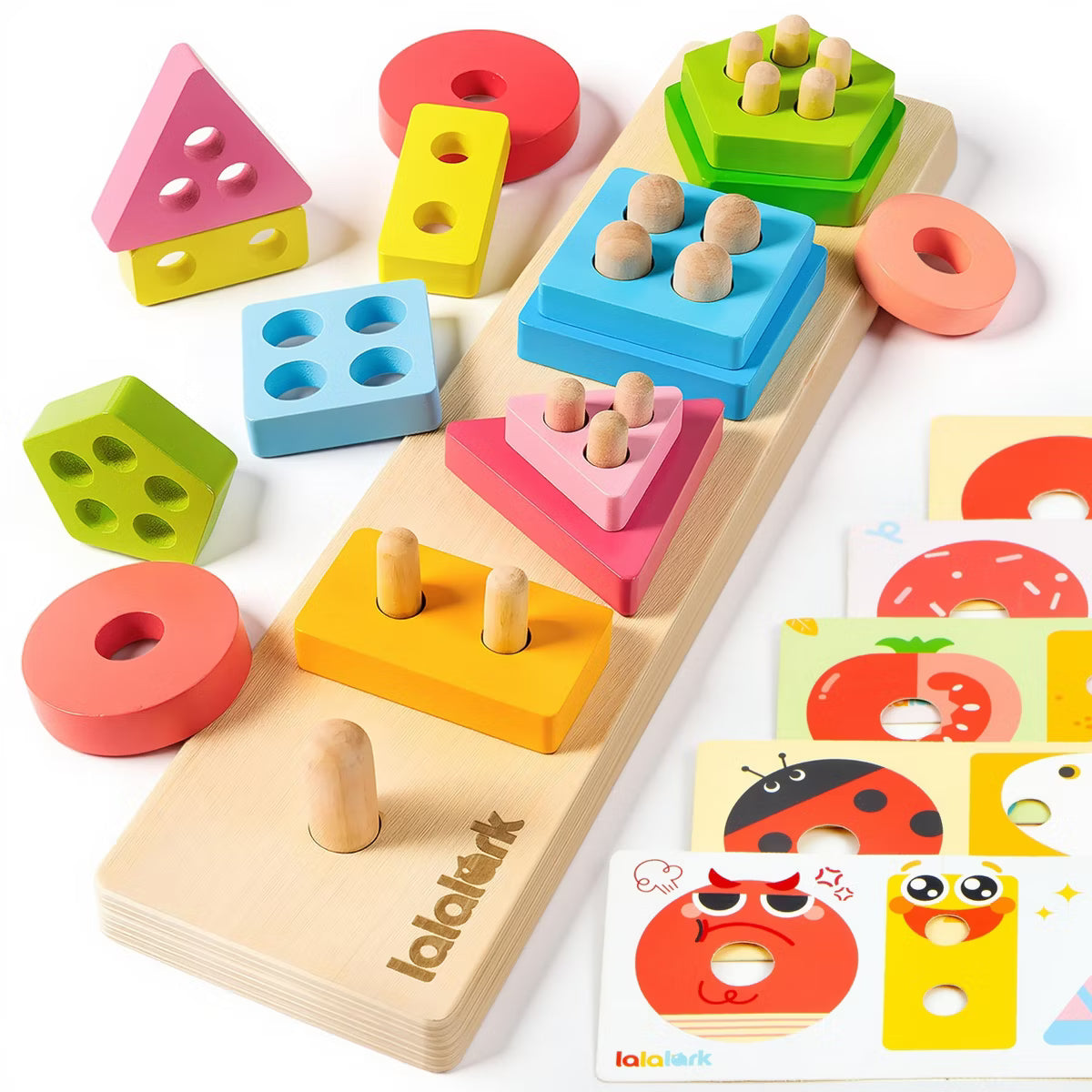 Joyfy Montessori Toys for 1 2 3 Year Old Boy Girl, Educational Learning toys for 1-2, Wooden Learning Puzzles Shape Sorter Toys for Toddlers 1-3