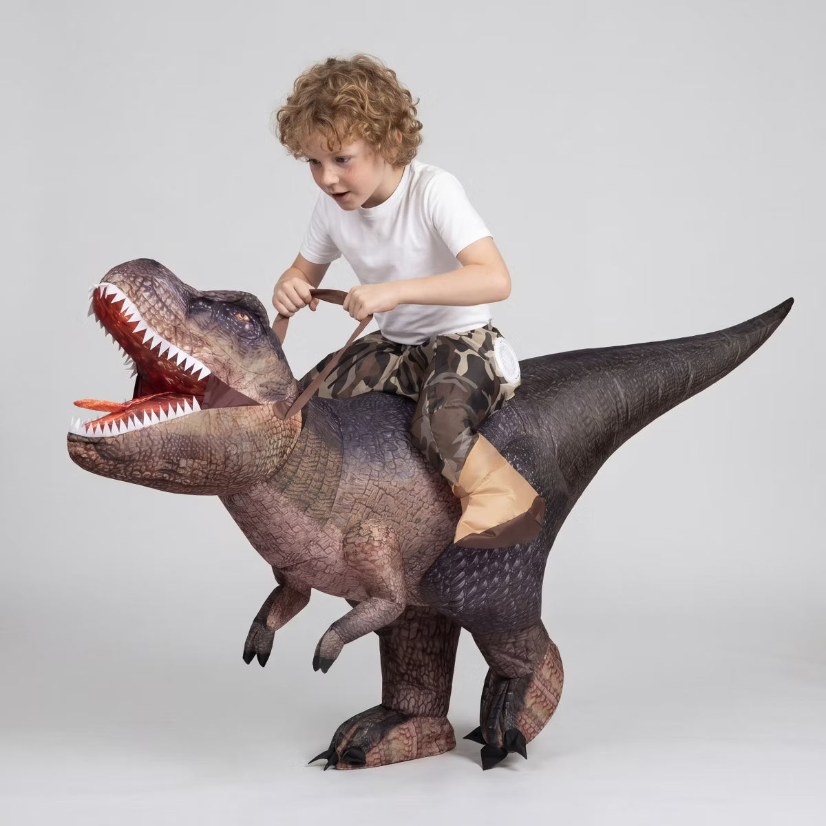 Joyfy Halloween Costume T-Rex Rider Set for Kids, Inflatable Costume Dinosaur Suit with Air Pump-Jurassic Cosplay for Boys Girls Halloween Party-M