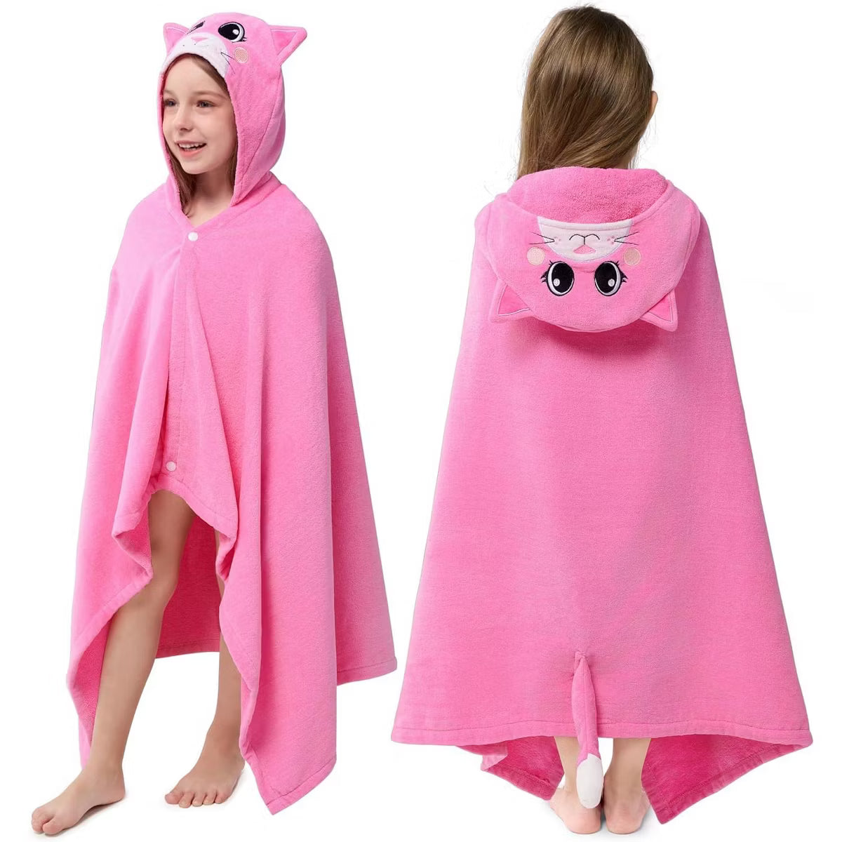 Joyfy Kids Hooded Bath Beach Hooded Towel for 3-10 Years 100% Cotton Absorbent 30x50 Inch Toddler Pool Towel Swim Wrap for Boys & Girls Ages 3 4 5 6 7