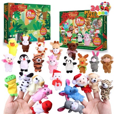 Joyfy2026 Christmas Advent Calendar - 24 Days of Plush Animal Finger Puppets Count Down to Christmas with Daily Puppet Surprises