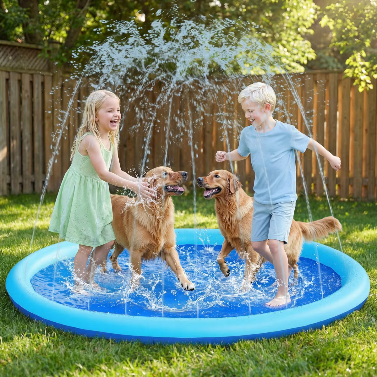 Joyfy 72" Splash Pad Sprinkler, Non-Slip Water Sprinkler Mat, Outdoor Water Toy Thickened Sprinkler for Kids Dogs Summer Fun Pool Water Games Mat