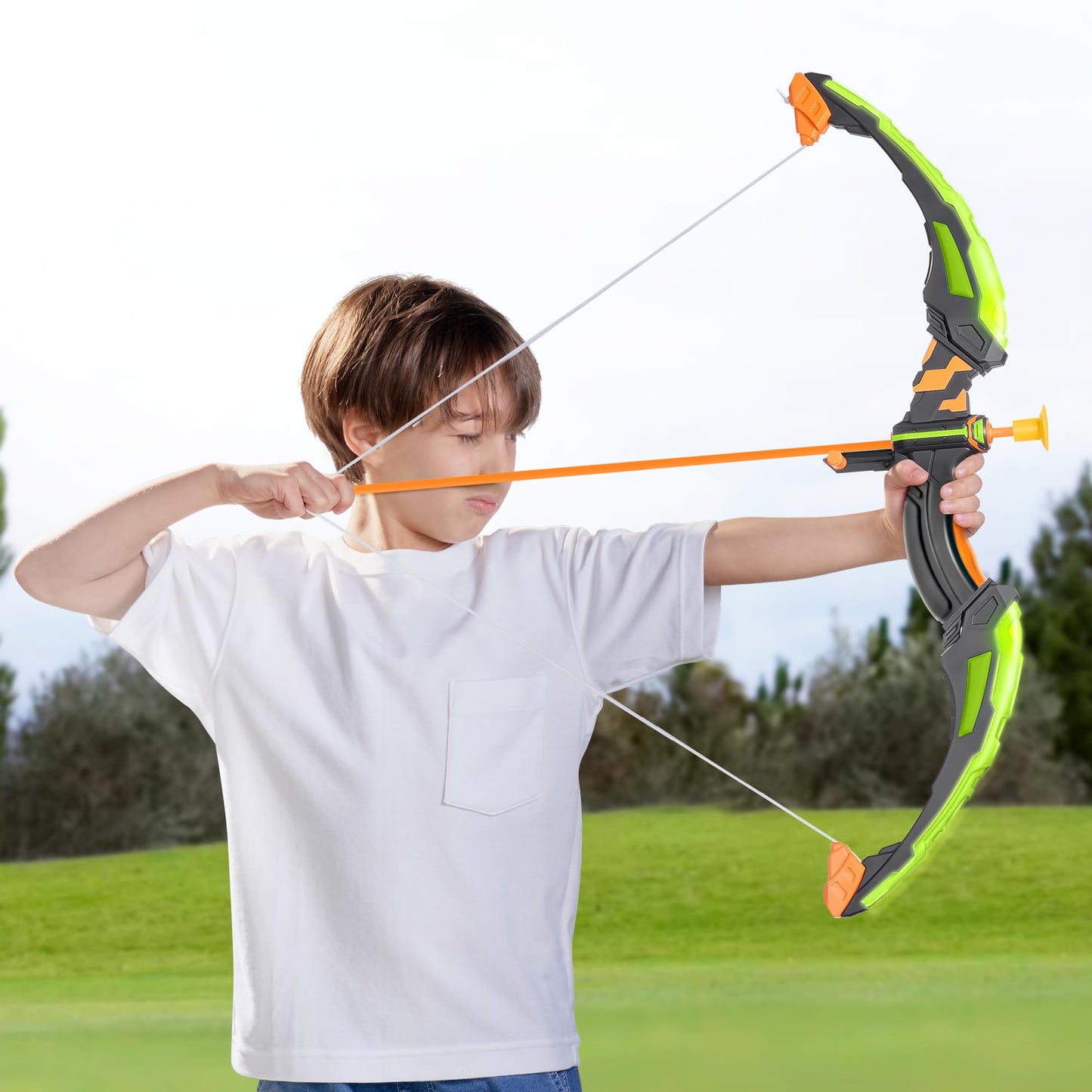 Joyfy Kids Archery Bow and Arrow Toy Set with LED, Archery Toy Set for Boys' Outdoor Play
