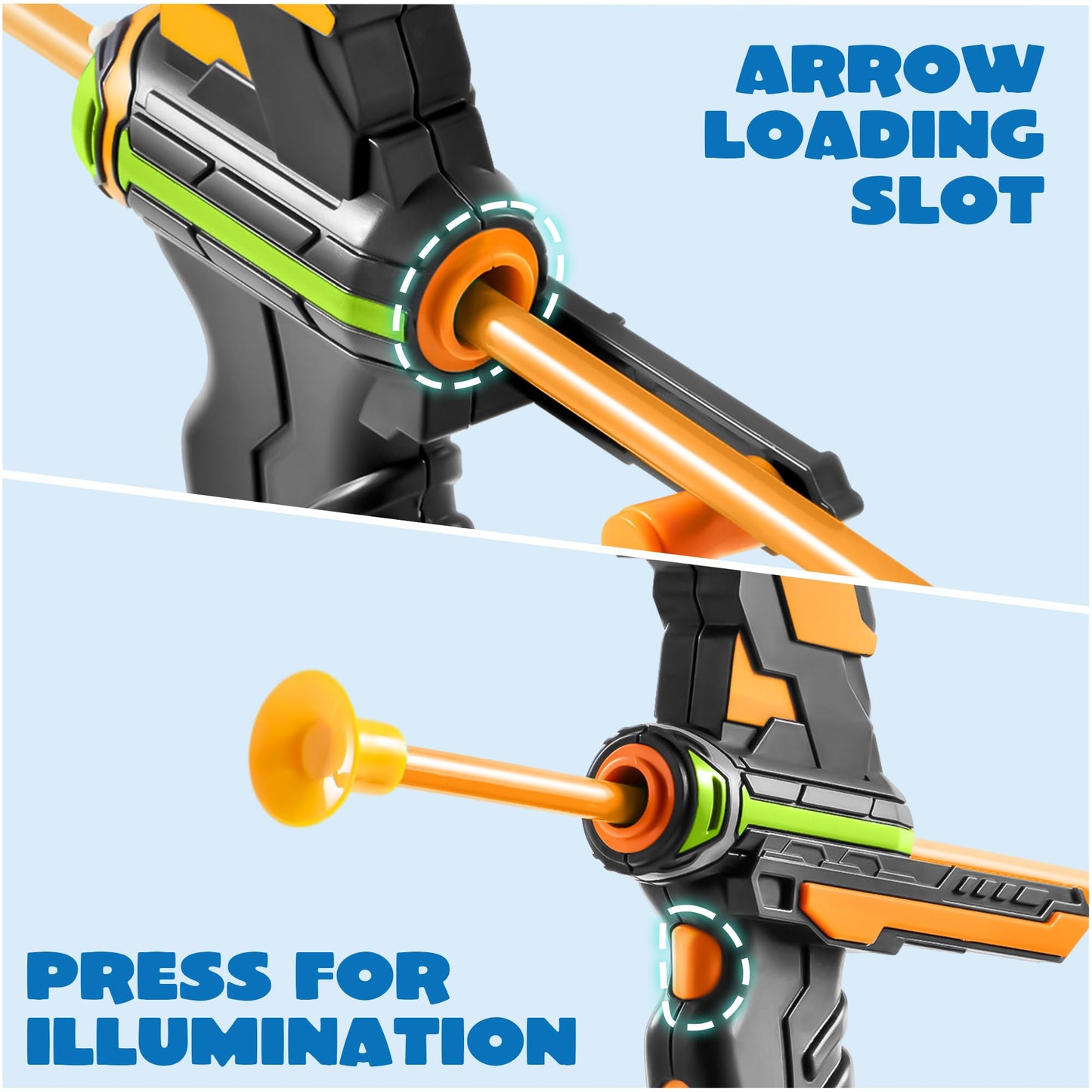 Joyfy Kids Archery Bow and Arrow Toy Set with LED, Archery Toy Set for Boys' Outdoor Play